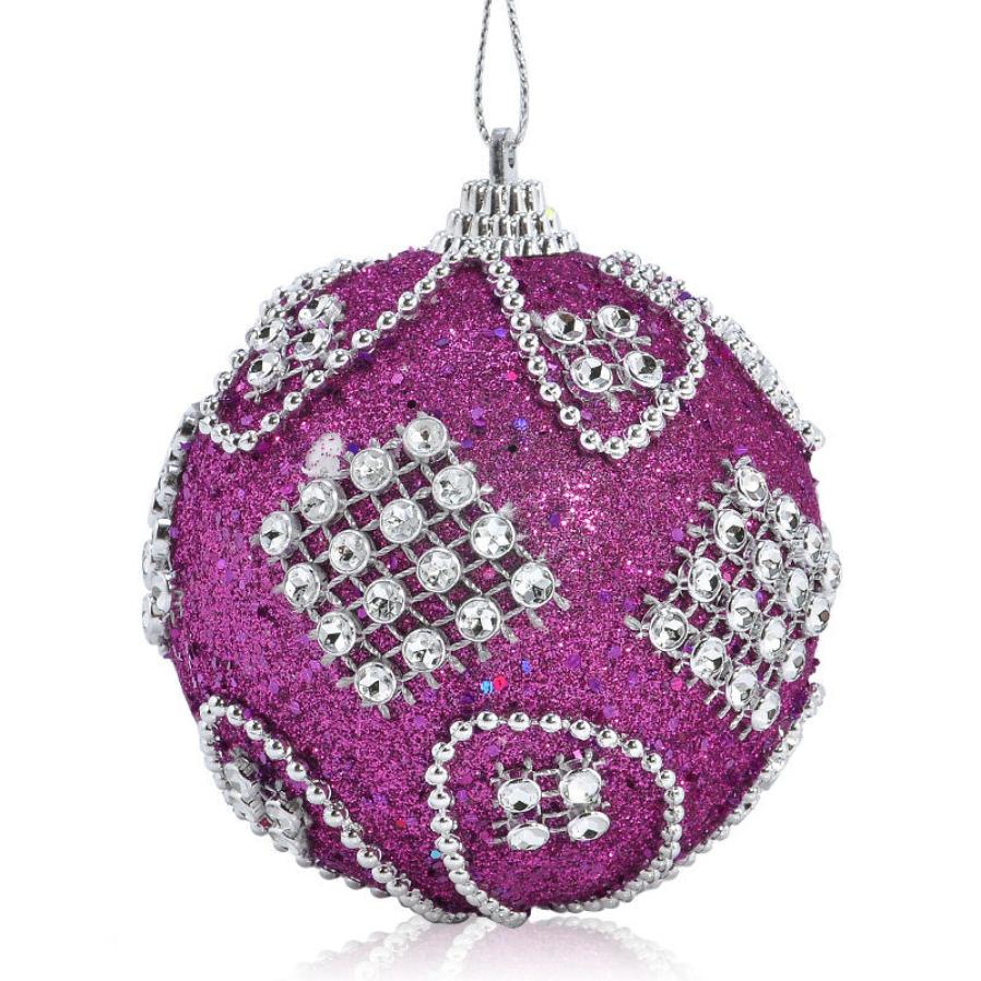 1pc farverige rhinsten glitter julekugler ornament hængende kugler dekoration til julefest juletræ dekoration: D diameter 8cm
