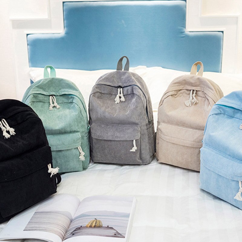 Vrouwen Casual Koreaanse Stijl Effen Kleur School Rugzak Mochila Mujer Zachte Stof Rugzak Voor Tienermeisjes