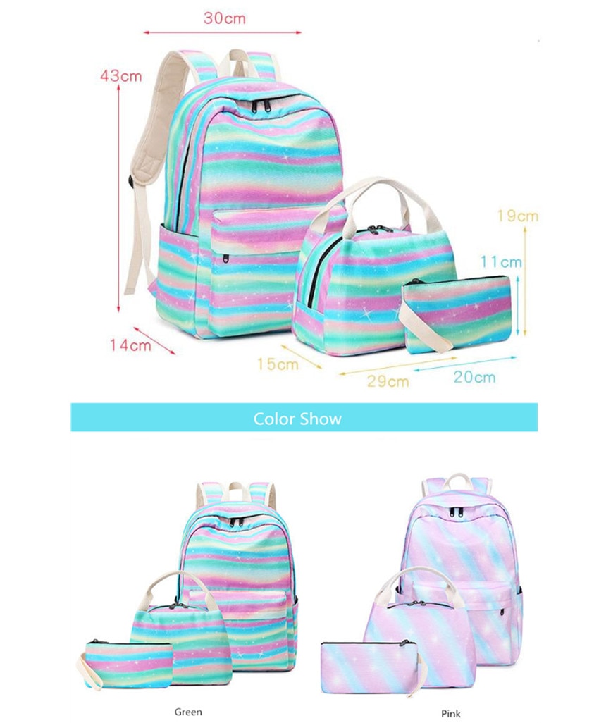 Fengdong schule taschen für Teenager mädchen streifen waterpfoof schule Rucksack einstellen freundlicher lebensmittel tasche freundlicher stift bleistift tasche einstellen