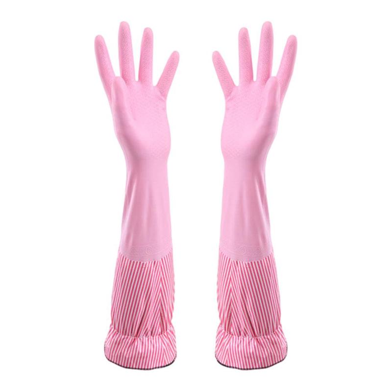 WomenGloves-guantes de goma para lavar platos, manoplas de limpieza duraderas para el hogar, manoplas florales de manga larga, Kit impermeable Q8Y6