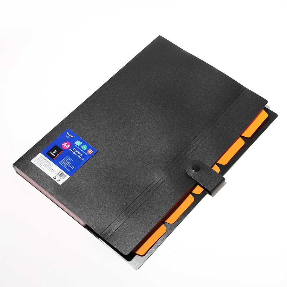 10 colors waterproof PP file folder A4 document bag pouch bill folder holder organizer cilp file document folders wallet: black orange
