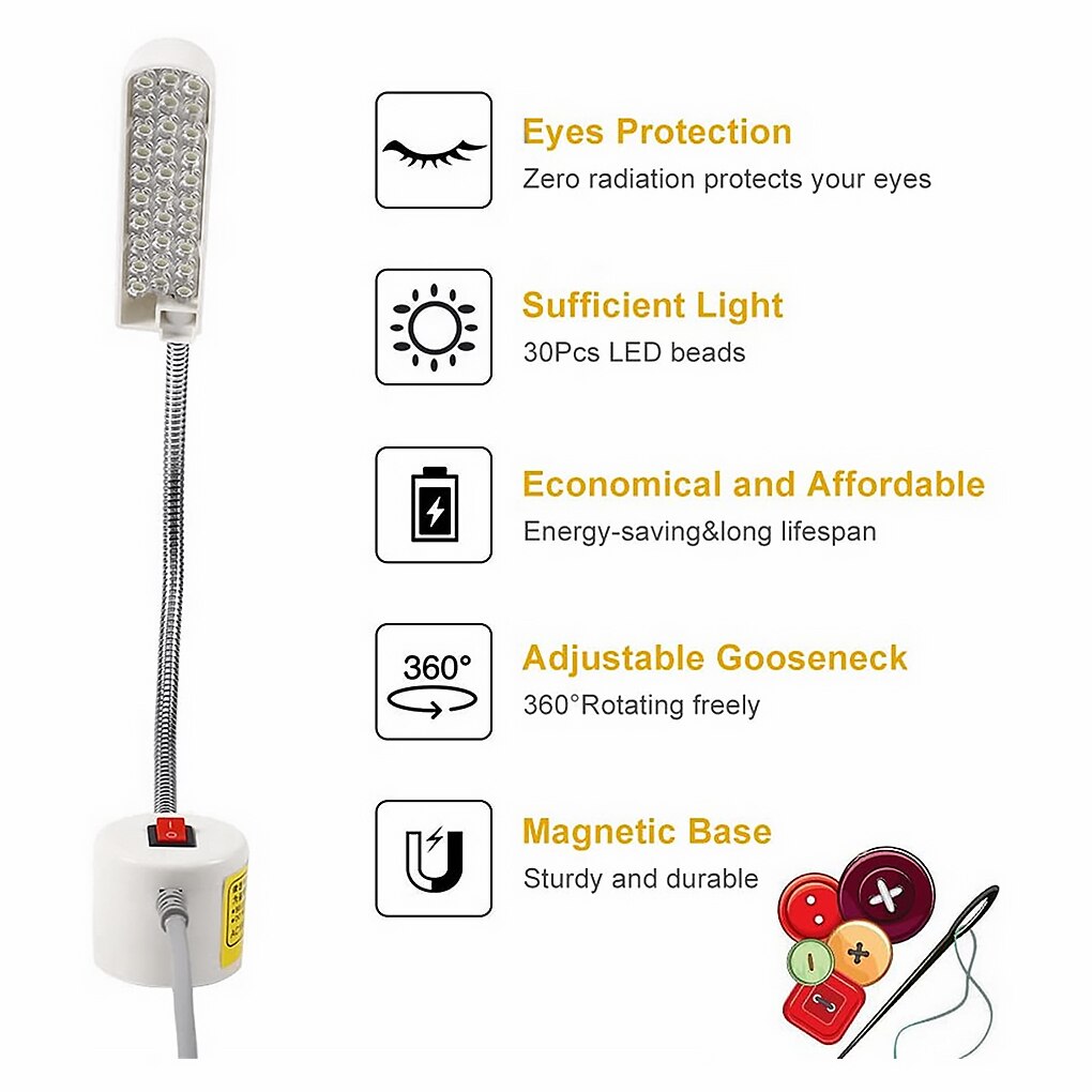 30 LED 1.4m Super Bright Sewing Clothing Machine Light Multifunctional Flexible Work Lamp light for Workbench Lathe Drill Press