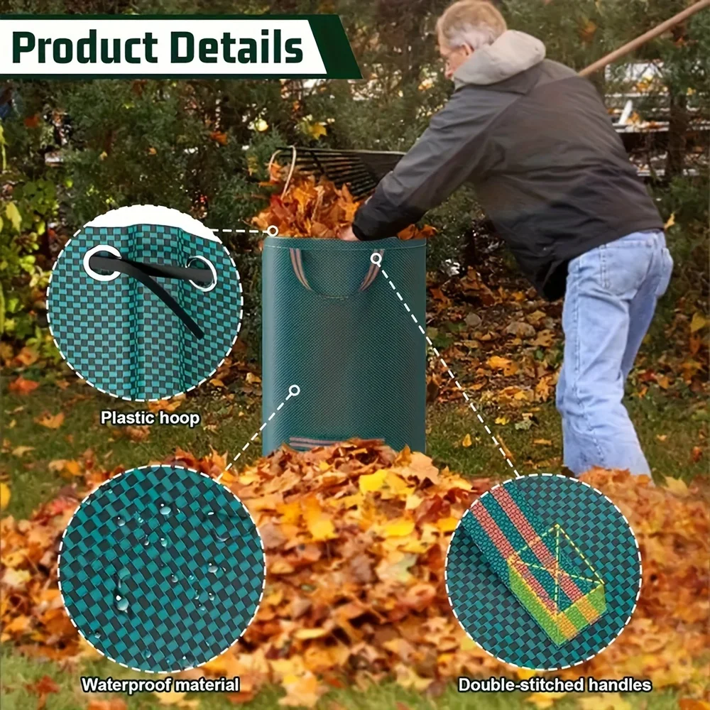 PP Garden Waste Bags Heavy-Duty Reusable Yard Debris Bags with Industrial Fabric and Handles for Plant, and Leaf Collection