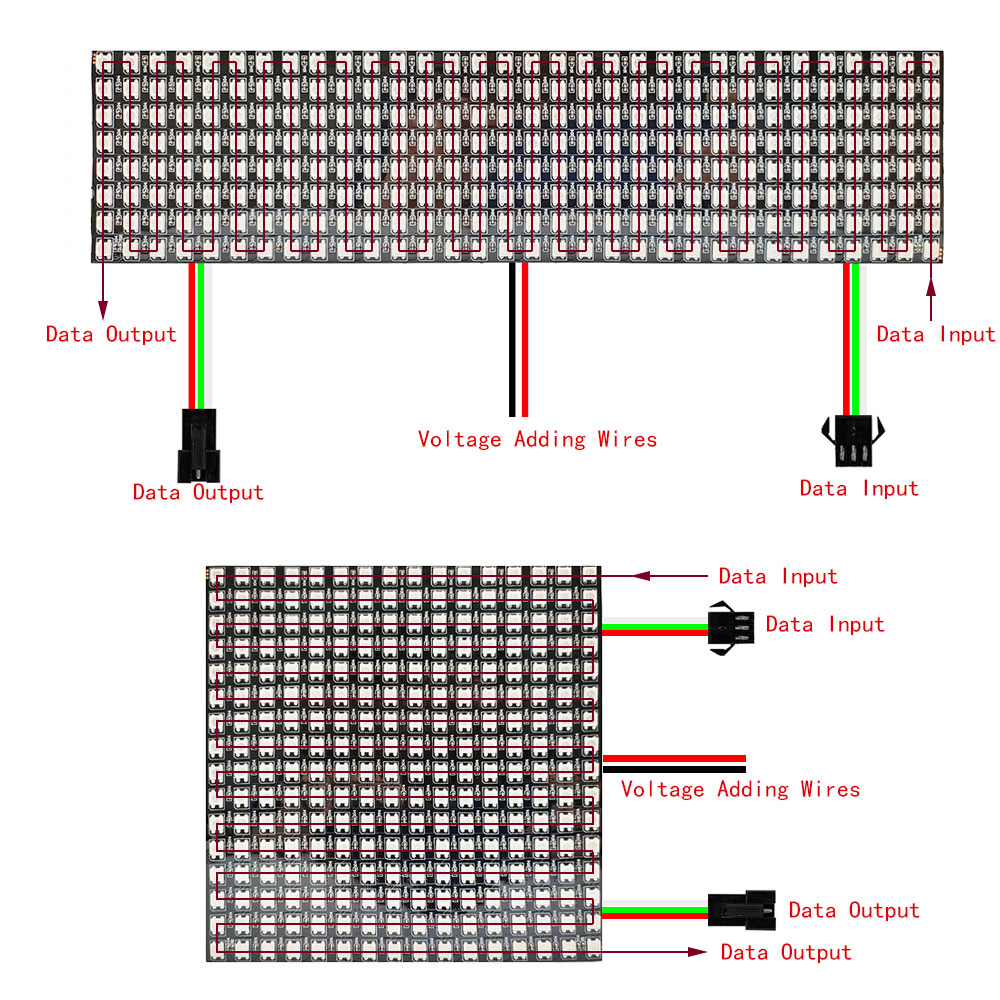 Ws2812b individuelt adresserbare panellys  ws2812 rgb led digital fleksibel 8 x 8 16 x 16 8 x 32 pikselmodul matriseskjerm  dc5v