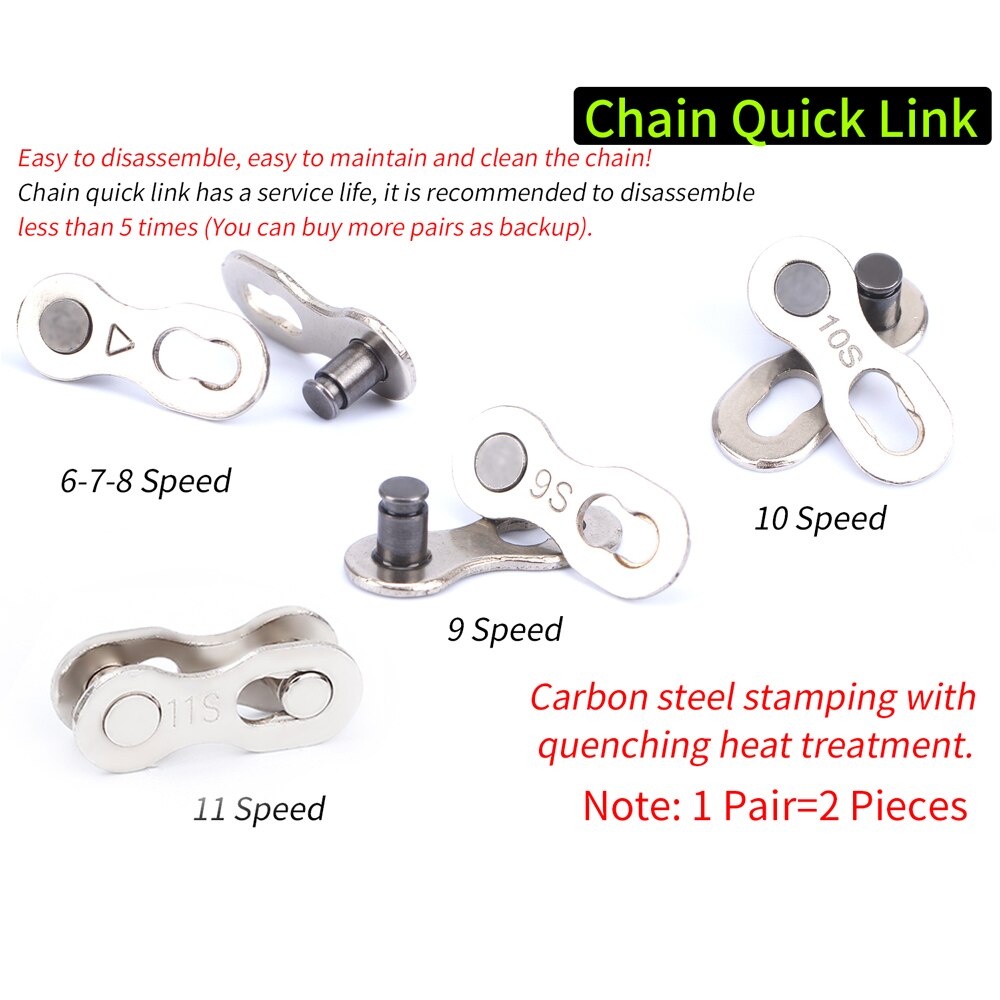10 Pairs Bike Chain Quick Link Connector Lock Set Mtb Road Fiets Power Keten Snelsluiting Voor 6 7 8 9 10 11 12 Speed