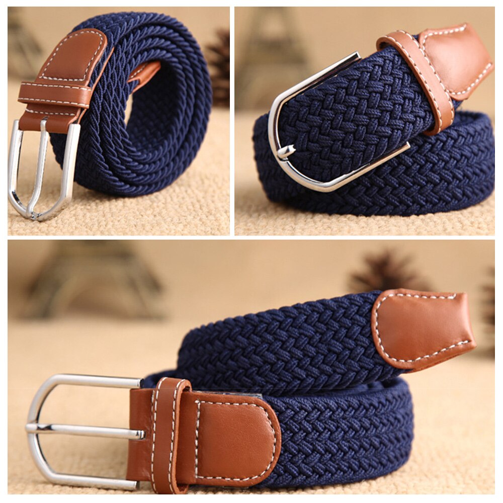 Cinturones de lona elástica para mujer, de , a la , hebilla de punto, cinturón ajustable, cinturones de lona para vaqueros, novedad de