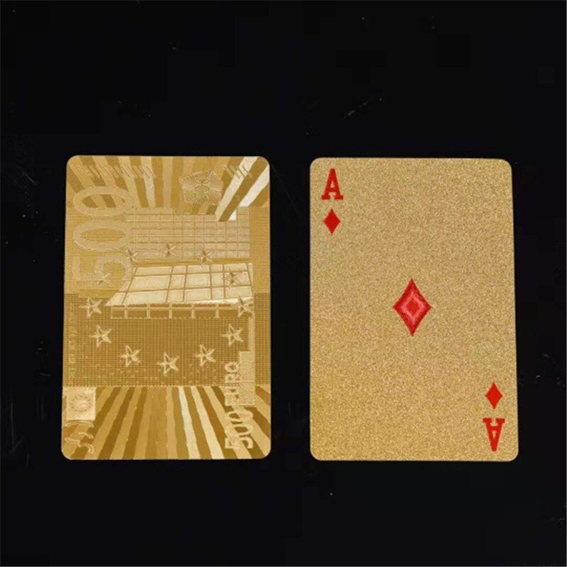 Unterhalten Goldene Spielkarten Deck Von Goldfolie Poker einstellen Magie Karten 24K Gold Kunststoff Folie Poker dauerhaft Wasserdicht karten: 1einstellen EUR Karte