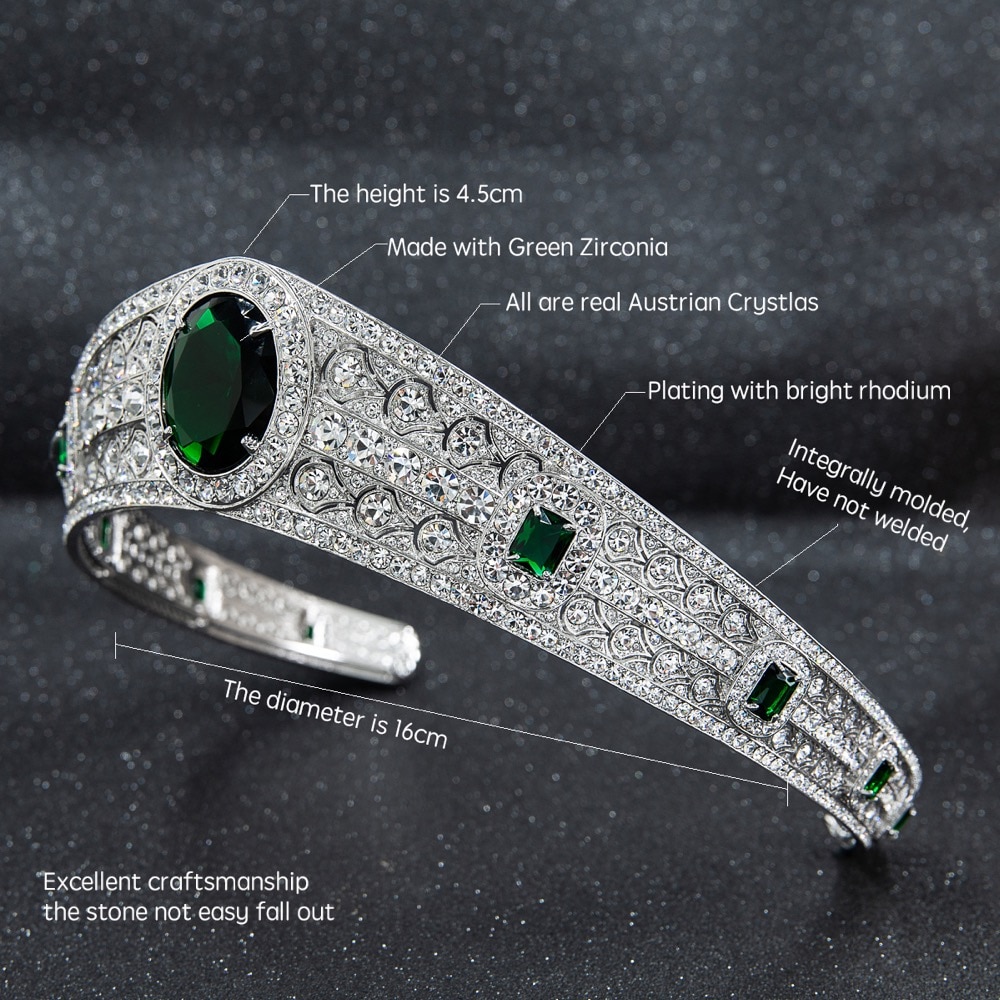 Ægte østrigsk rhinestone cz prinsesse eugenie bryllup brude tiara krone til kvinder tilbehør smykker  hg086a