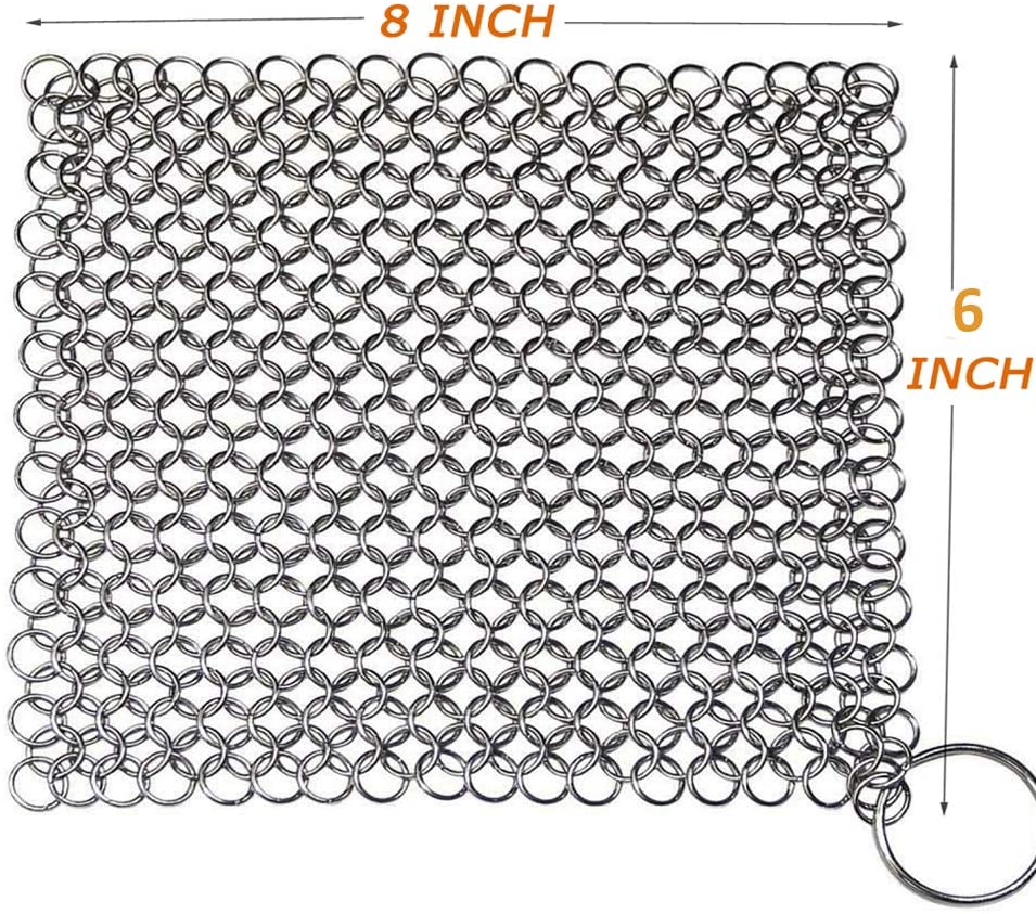 8 "X 6" Roestvrij Staal Gietijzer Cleaner 316L Chainmail Scrubber Voor Gietijzeren Pan Pre-Gekruid pan Nederlandse Ovens Wafelijzer Pannen