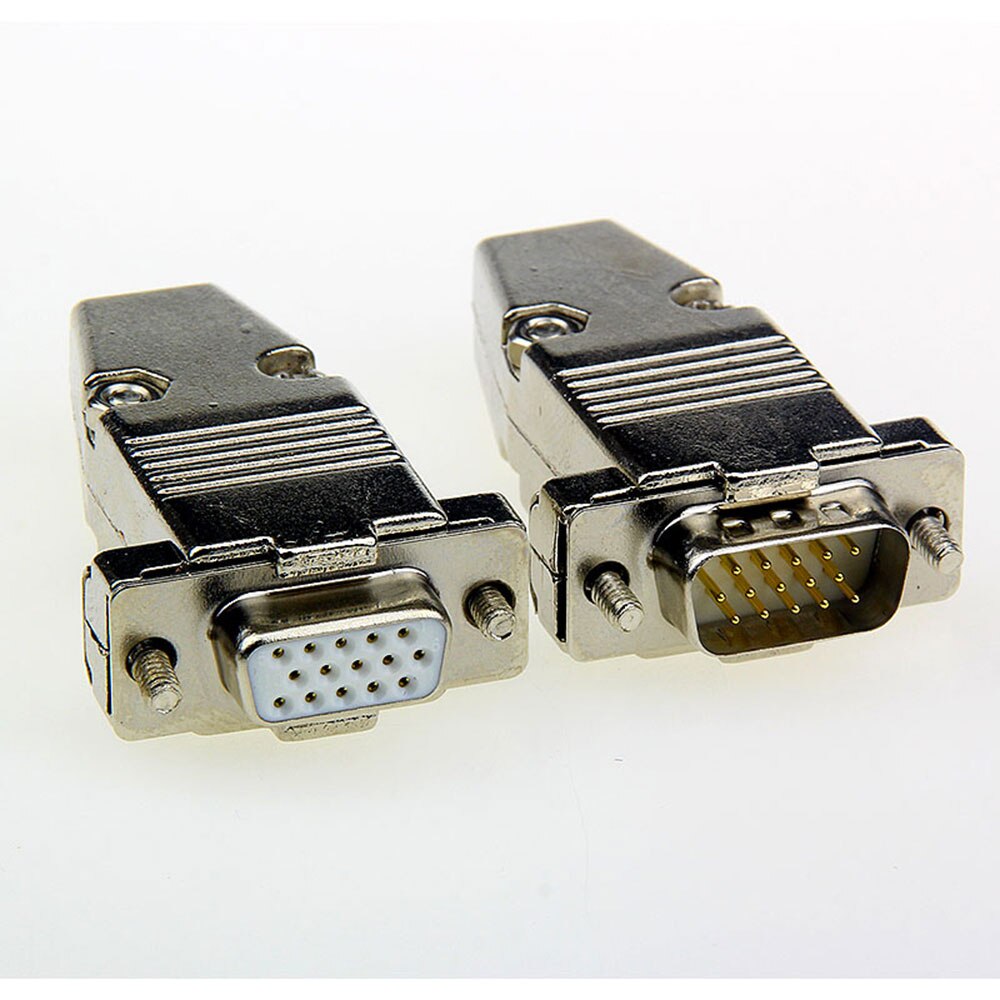 VGA Lassen Connector DB15 Mannelijke Plug/Vrouwelijke Socket Metalen Shell Kit 3 Rijen 15 Pin Seriële Poort Connector D-SUB15 adapters