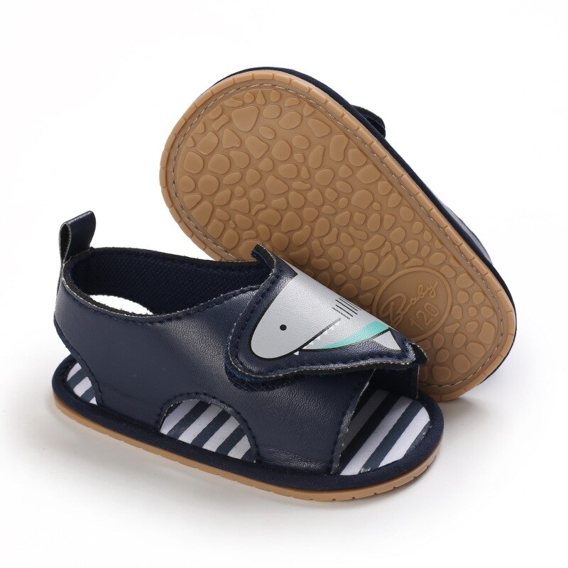 2021 nuovi sandali antiscivolo per bambini in PU estate bambino bambini ragazzi sandali da cartone animato Sneakers scarpe da bambino Prewalker per bambini: Dark blue / 0-6 mesi