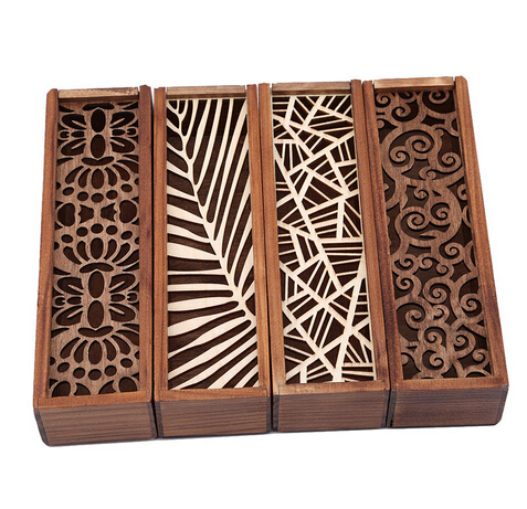 Retro Box Hollow Wood Pencil Case Storage Students Cute Wooden Multi Stationery Desk Accessories