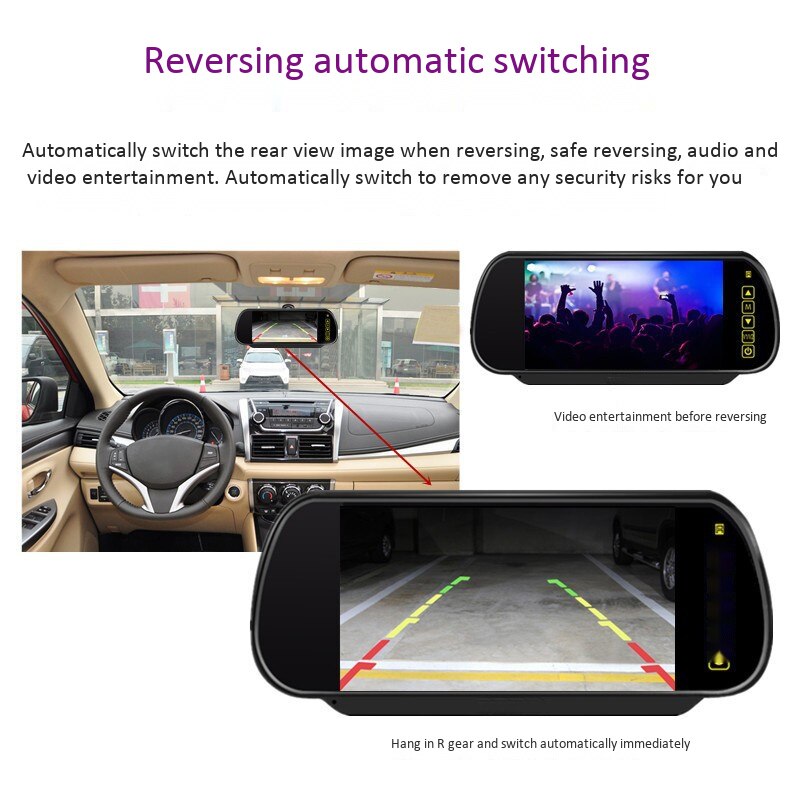 7 Inch Car TFT LCD Display Mirror Monitor MP5 Rear View Mirror Parking Camera