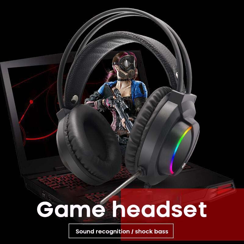 Kabelgebundenes gaming-headset mit farbiger atemlichtfunktion, stereo-kopfhörer mit geräuschunterdrückung