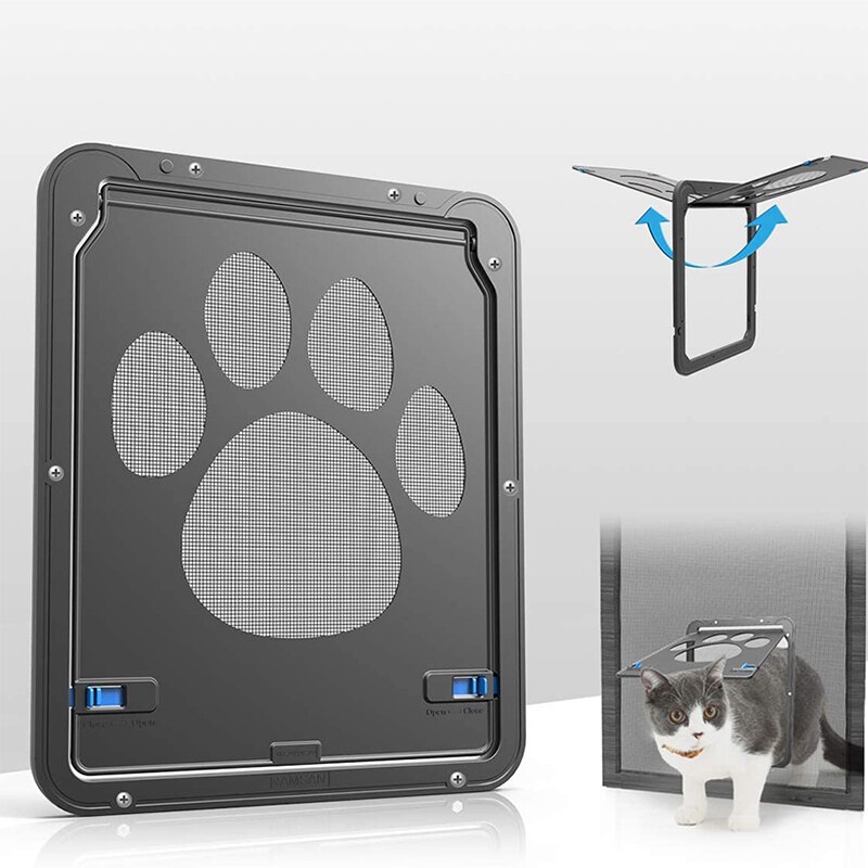 Cat Flap Door Lockable Plastic Pet Screen Door For Cats Dogs Safety Magnetic Puppy Window Gate Cat Fence Door Pet Accessories