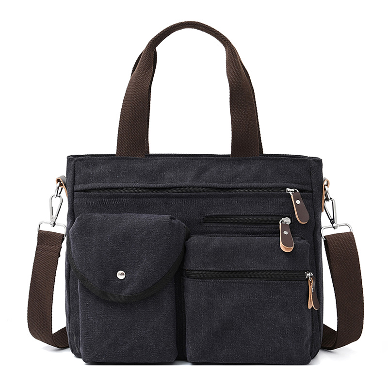 Sacs à main en toile pour voyage, sacoches à bandoulière, solides, haute capacité, unisexe, sac à dos multifonction décontracté: black