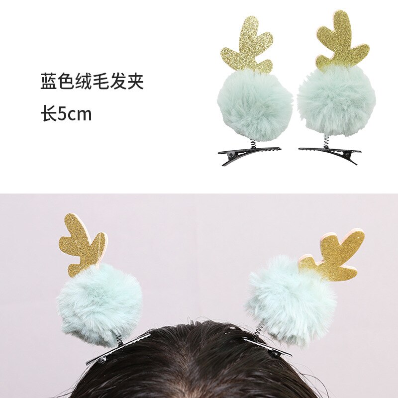 Kerst ornament hoofdtooi leuke super leuke haar volwassen kinderen pluche gewei haar kaart benodigdheden: Blue velvet hairpin