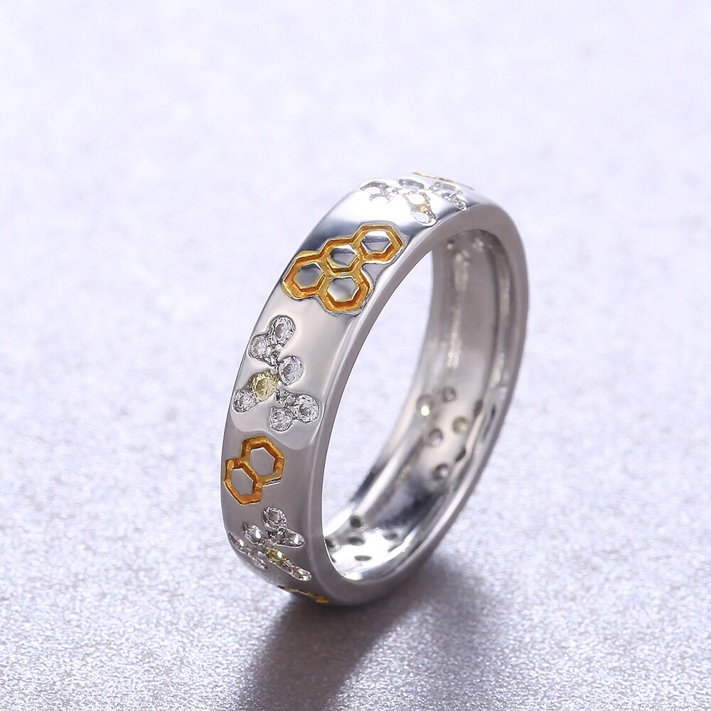 Huitan Nette Libelle Hexagon aufbringen Einfache Frauen Ring Hochzeit Party Liebe Romantische Schmuck reich-farbige Einzigartige Finger Ring