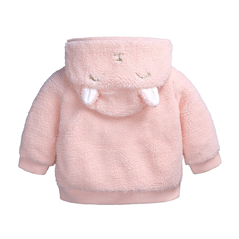 Herfst Winter Baby Jongens Meisjes Wol Capuchon Rits Jas Bovenkleding Pasgeboren Kids Warme Zachte Fleece Leuke Solid Jassen