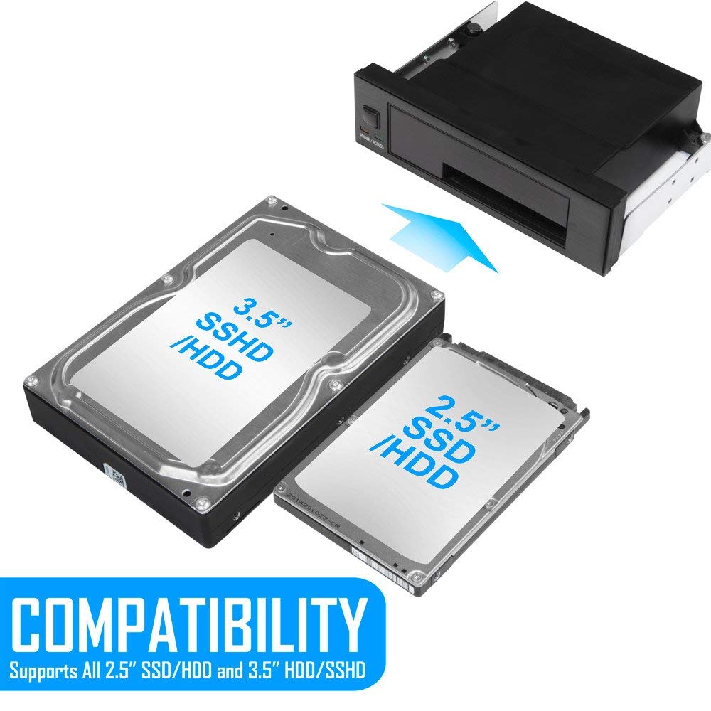 5.25 Inch Internal Tray-Less Bay SATA III Hard Drive Backplane Enclosure Swap Mobile Rack For 2.5"/3.5" HDD or SSD