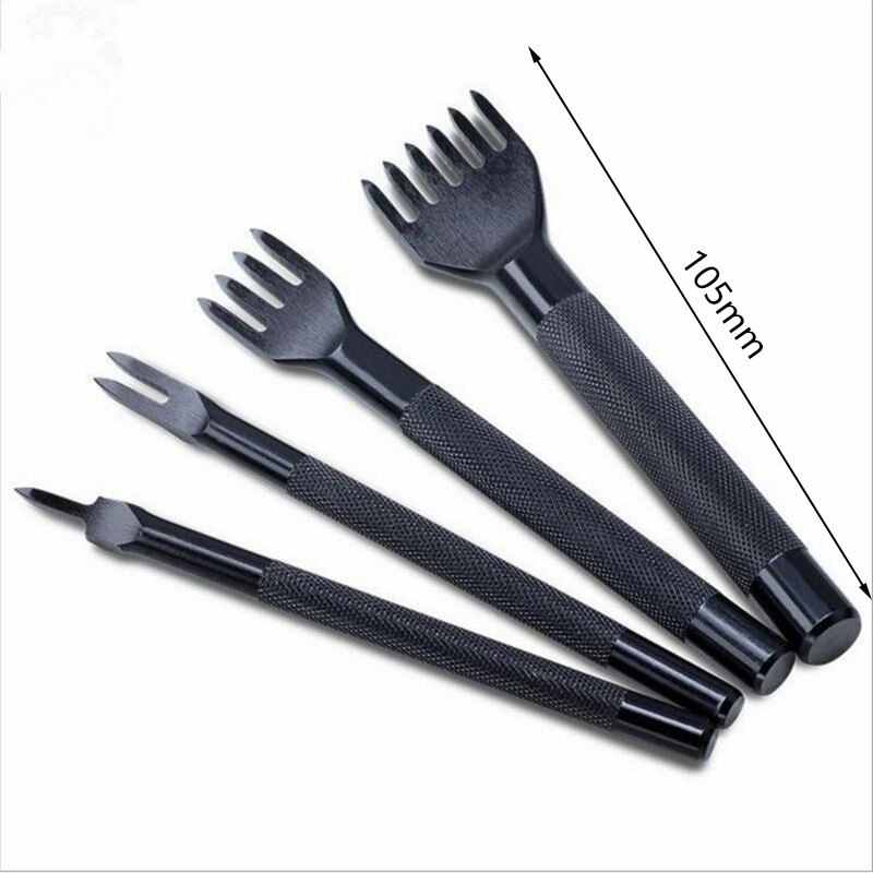 4 sztuk/zestaw skóra punktak pneumatyczny żelaza diament skaleczenie kutas narzędzia robić majsterkowania i rękodzieła 4mm rozstaw 1/2/4/6 ząb robić szycia zestaw dłut...: Default Title