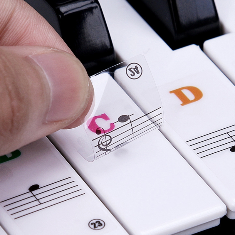 Transparent Piano Keyboard Stickers Symbol 54/61/88 Electronic Keyboard Key Piano Stave Note Sticker for Piano Beginner Learning