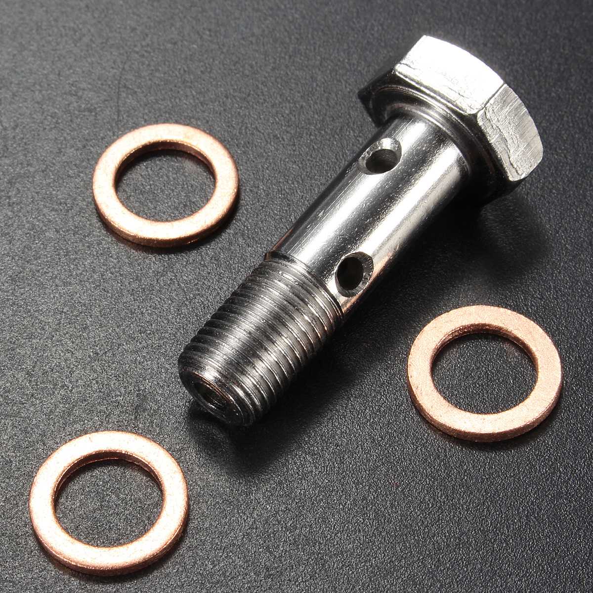 10mm m10 x 1.00 forkromet jern rustfritt linje dobbel banjo bolt skiver bremsefjæringe