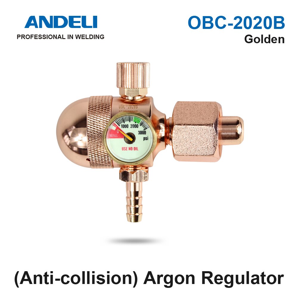 ANDELI Welding Gas Meter Argon Pressure Flow Regulator for TIG Welding machine Argon pressure reducer: OBC-2020B golden