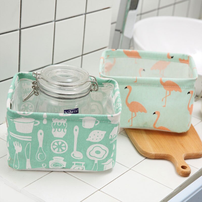 Cartoon Desktop Opslag Mand Leuke Flamingo Waterdichte Organizer Katoen Linnen Diversen Opbergdoos Kast Ondergoed Tas