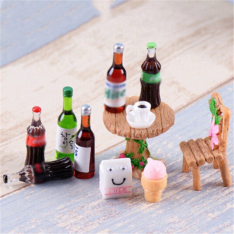 Mini Bier Drankjes Milks pop Miniatuur Realistische Vorm Mini Home Craft Ornament Shadowbox DIY Landscaping Decor 5PCS Voor Kid