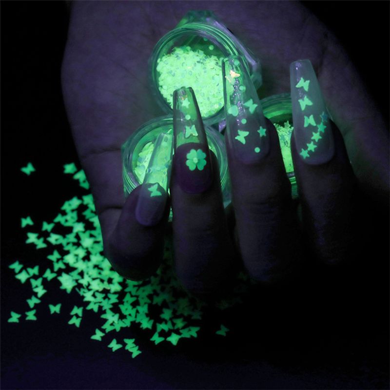 6 Flessen Lichtgevende Pailletten Glow In The Dark Glitters Fluorescerende Pailletten Hars Sieraden Bevindingen Nail Art Craft Gereedschap Party Decor