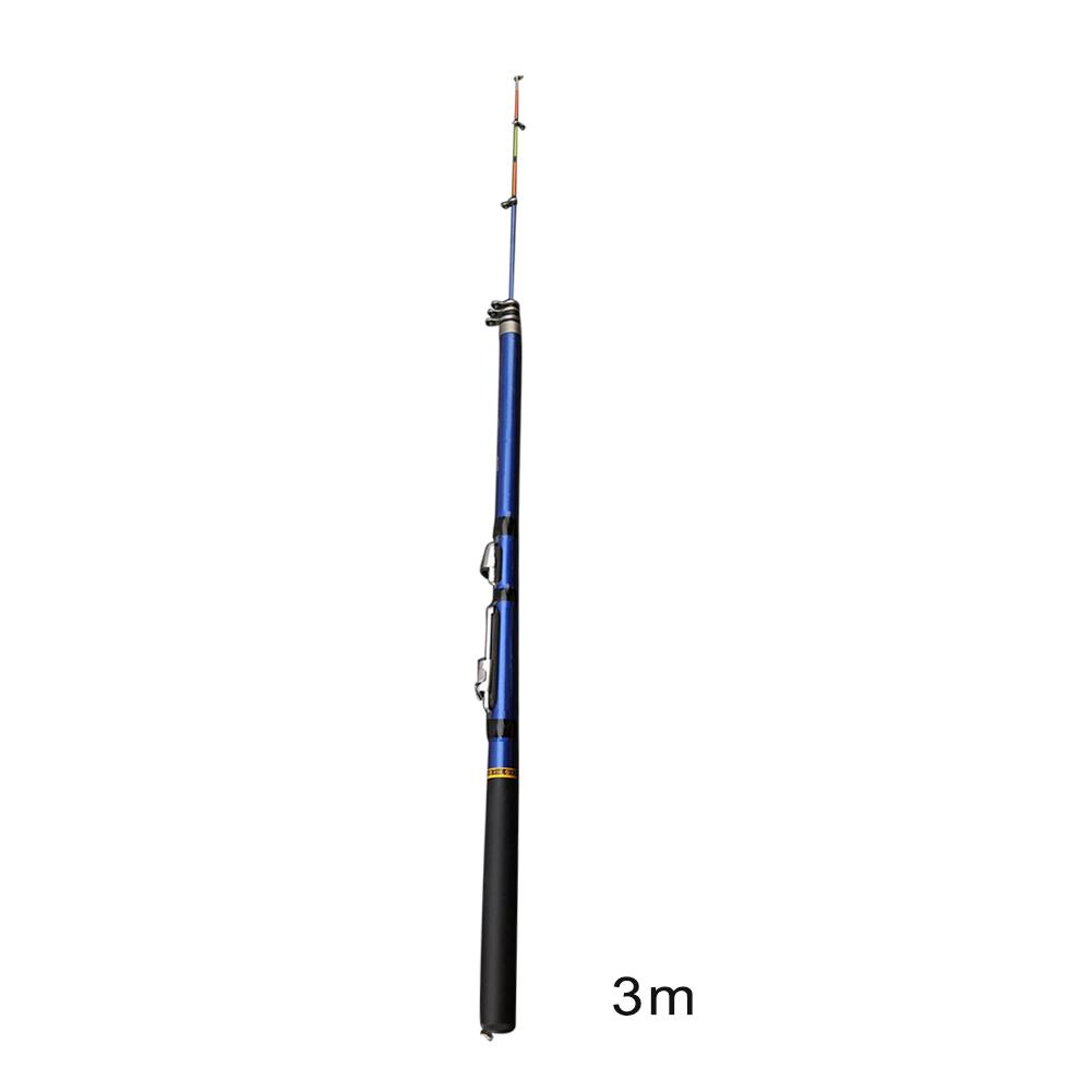 Portable Sea Fishing Rod Set Carbon Fiber 1.8M 3.0M Telescopic Rotating Fish Roll Short Fishing Rod Equipment: Blue 3m