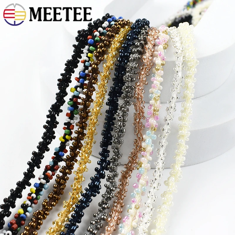 1/2/4/8M 5mm Kralen Kant Trim Lint Glas Kraal Koord Gordijn Trouwjurk decoratieve Ketting Portemonnee Veters Kleding Rand Versieringen