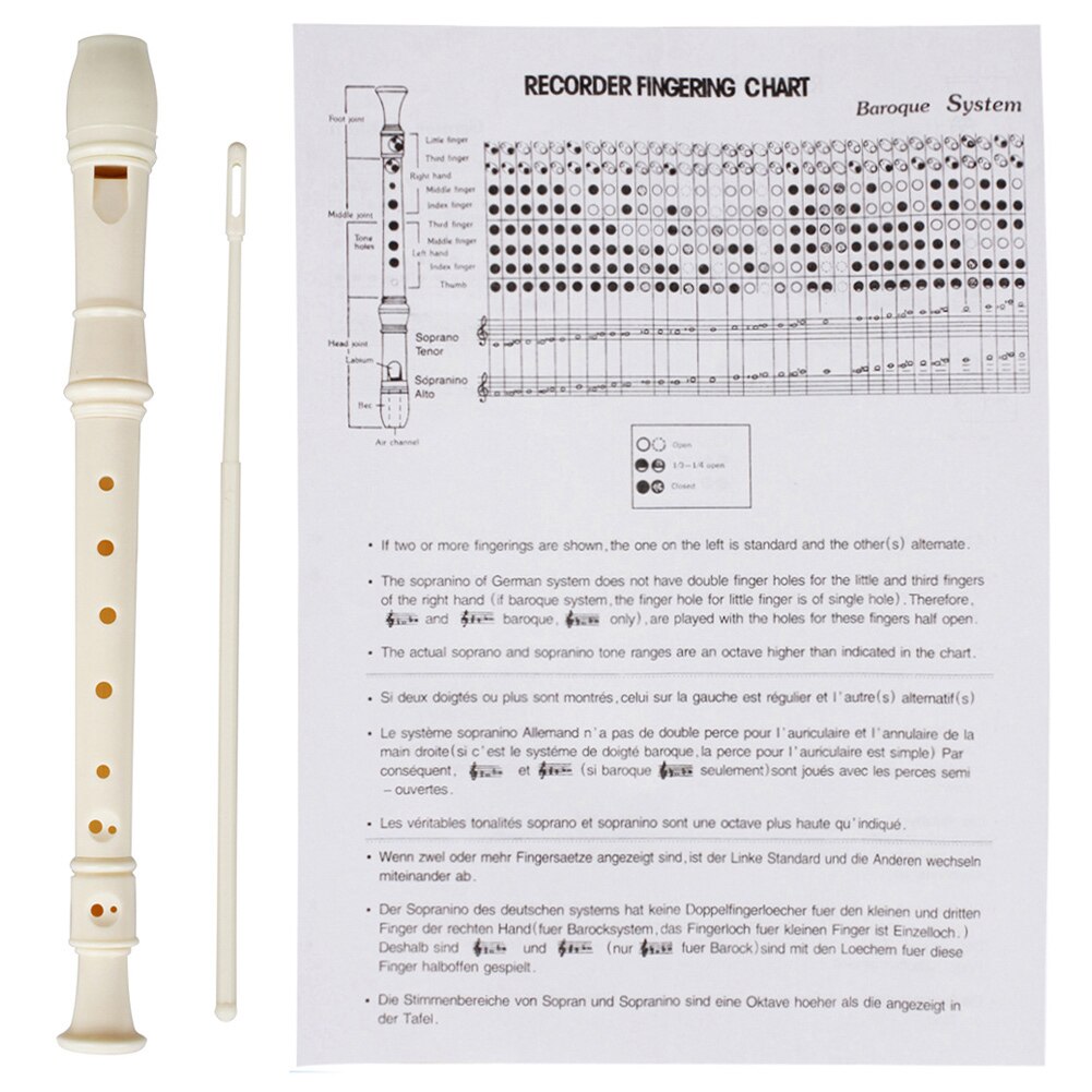 Klarinet abs musikinstrument musikundervisning med rengøringspind til børn børn  zj55: Hvid