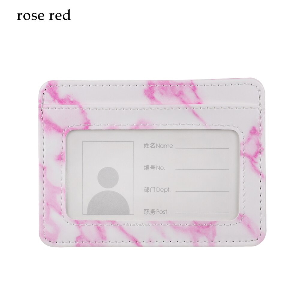 de mármol para tarjetas, a la , impermeable, PU, para negocios, tarjetas de identificación, portatarjetas, funda de viaje, tarjetero de identificación: rose red