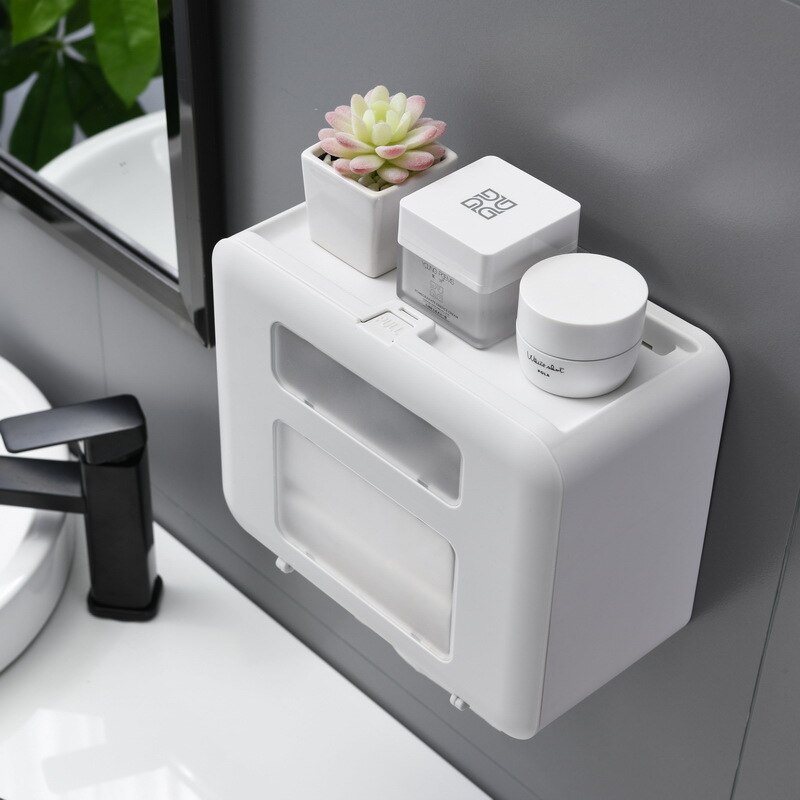 4 Color Double Layer Toilet Paper Holder Toilet Tissue Box Wall Mount Multifunction Waterproof Bathroom Storag Durable Home