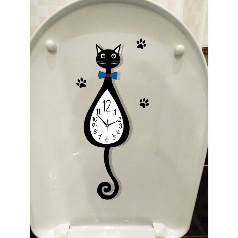 ZTTZDY 11.1*24.4 CM Grappige Klok Kat Muursticker Persoonlijkheid Home Decor Wc Decal T3-0052