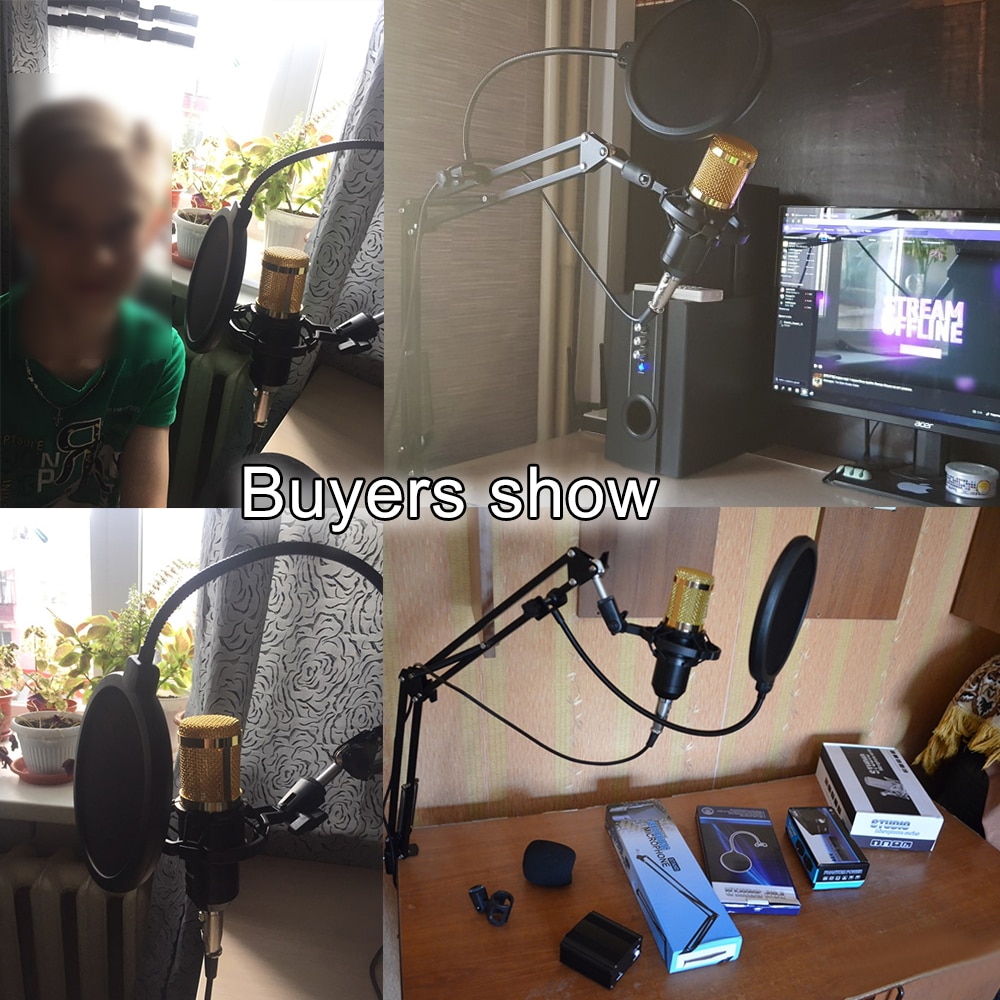 Mikrofon Kondensatorowy BM 800 - Karaoke, Studio, Live - Z Ramieniem i Filtrem Pop