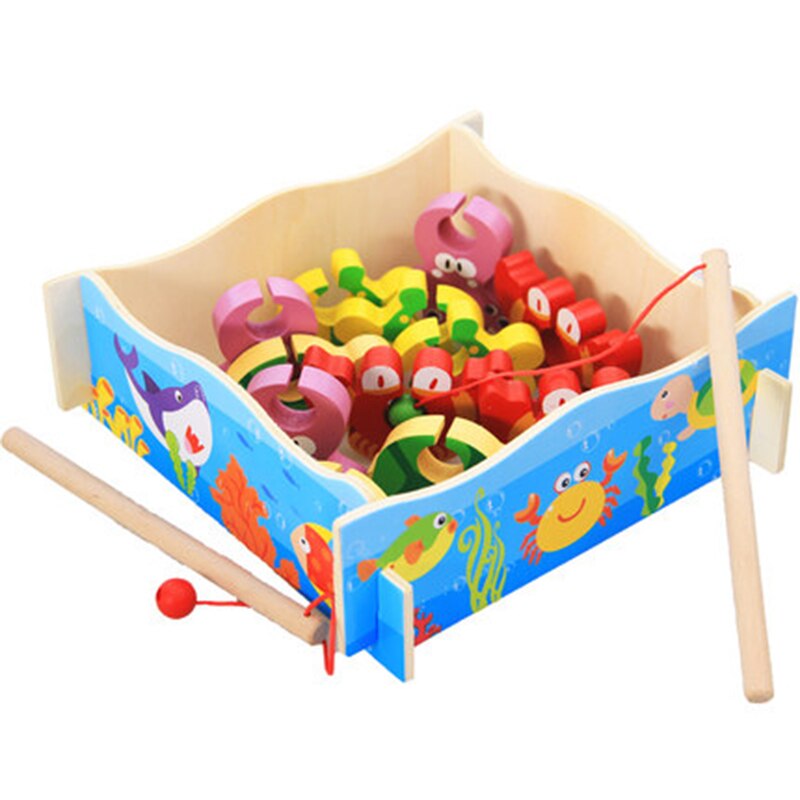 Baby Educational Toys Fish Wooden Magnetic Fishing Toy Set Fish Game Educational Fishing Toy Child Birthday/Christmas