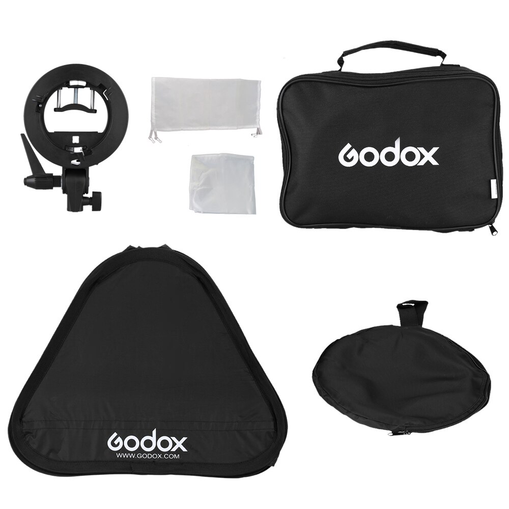 Godox Ajustable Flash Softbox 20 "* 20" 50x50 cm + S type Bracket Bowens Mount Kit voor Flash Speedlite Studio Schieten