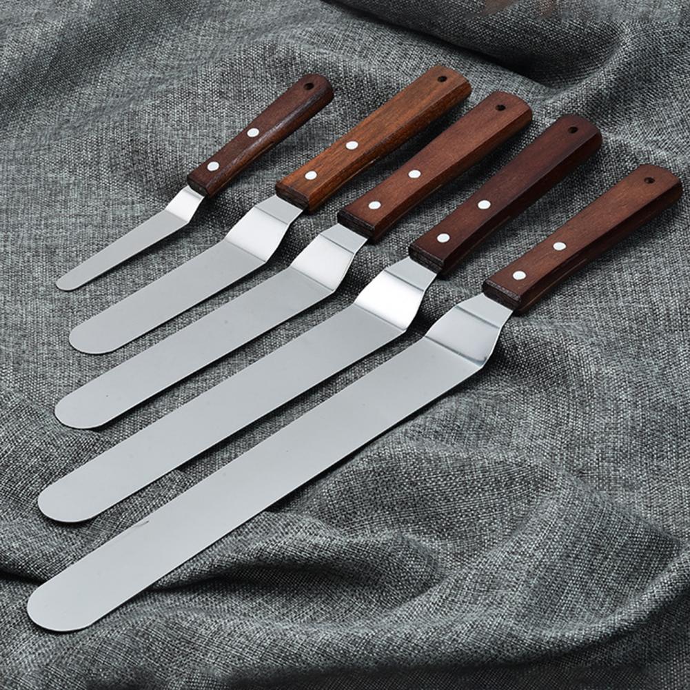 1pc Kuchen Spachtel Backen Schaber Holzgriff Edelstahl Palette Messer Schaber Kuchen Dekorieren Werkzeug Backformen Backen Werkzeug