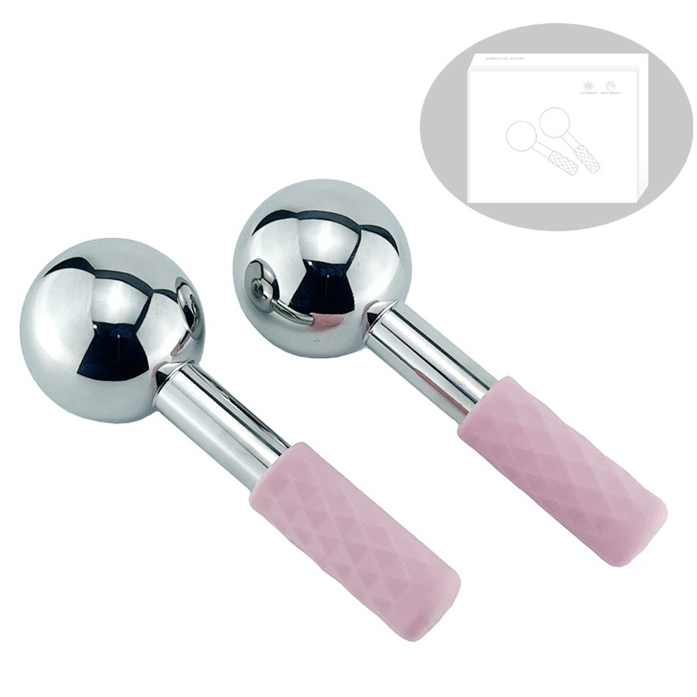 Globos de hielo faciales, rodillo Facial de acero inoxidable frío y , belleza de la piel, Spa, globo refrescante, bola de masaje, cuidado Facial, palo de congelación criogénica: Azul oscuro