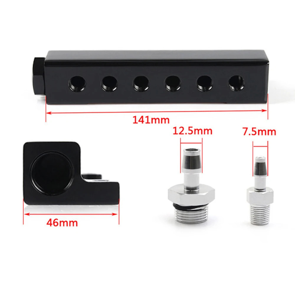 Car Vacuum Block Intake Manifold, Universal 6 Port Vacuum Block Intake Manifold Kit Fuel Gas Wastegate Turbo Boost