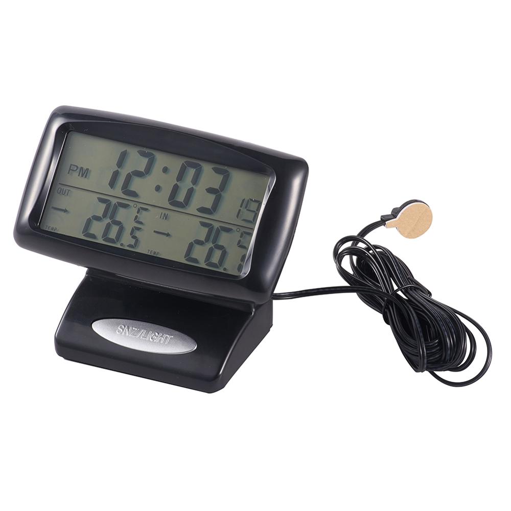 Horloge électronique multifonction, thermomètre pour voiture, avec grand écran LED LCD, 2 en 1, avec thermomètre, fournitures de voiture
