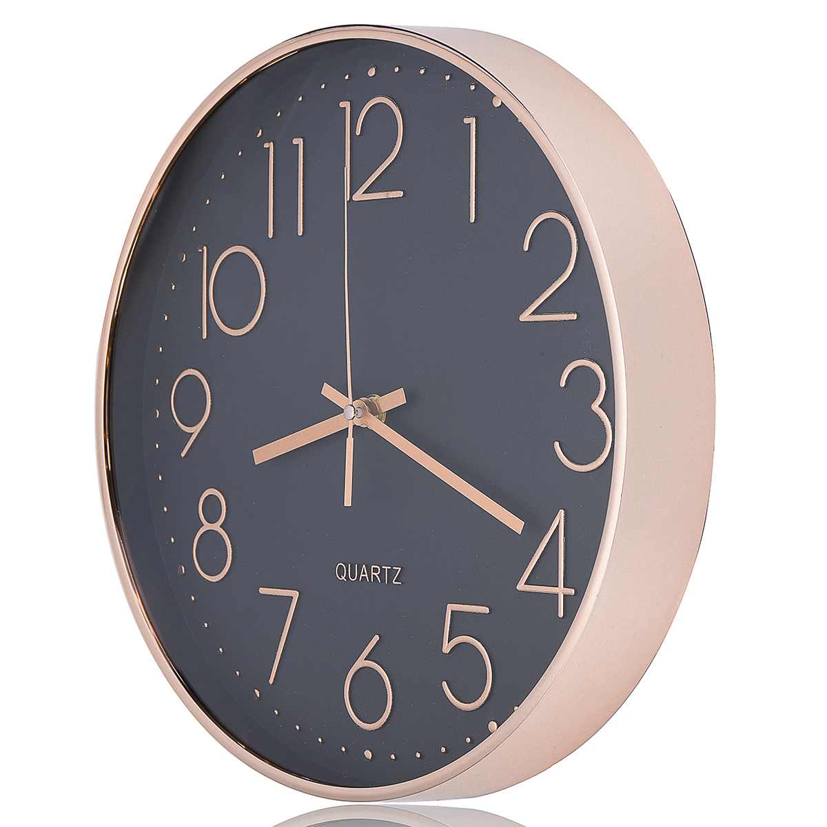 12 Inch Rose Gold Black Silent Wall Clocks For Bedroom Living Room Simple Quartz Wall Hanging Clock Home Decor no Battery