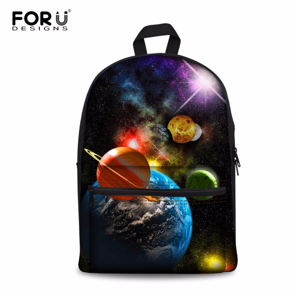 Forudesigns univers / space star 3d print lærred herretasker børn drenge galakse skole rygsæk mochila studerende skoletasker taske