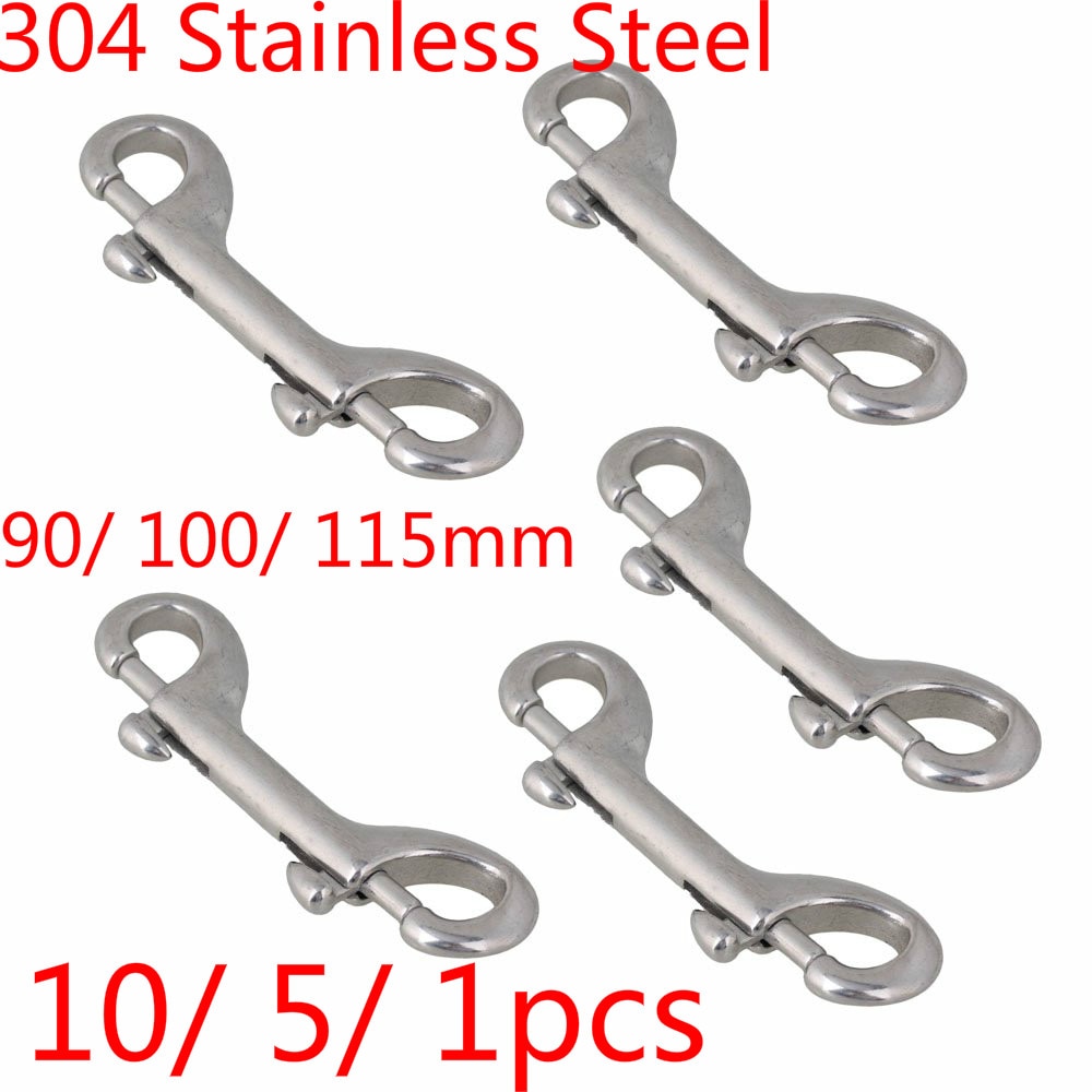 304 Stainless Steel 90/ 100/ 115mm Double End Bolt Key Ring Snap Bolt Trigger Chain Clip 10/ 5/ 1pcs