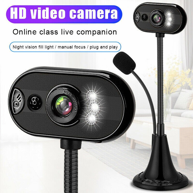 Usb Hd Webcam Met Home Office Microfoon Nachtzicht Functie Video Camera Led Met Microfoon Voor Laptop Notebook Computer