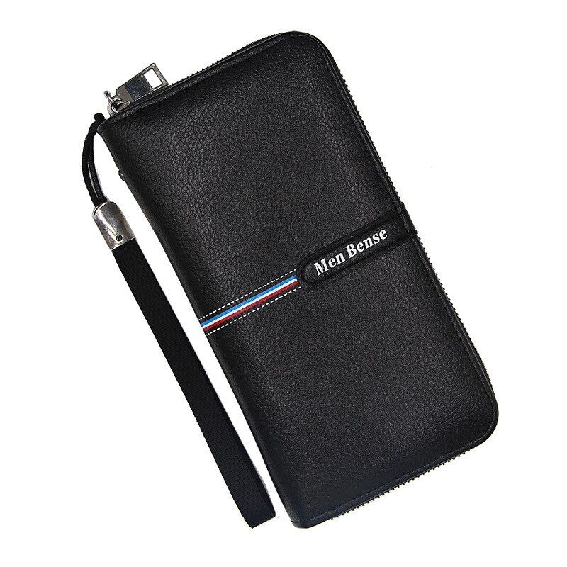 Men Long Wallet Men Zipper Purse for Men Coin Purses Clutch Male Portefeuille Wallets portefeuille homme: 888-4 Black