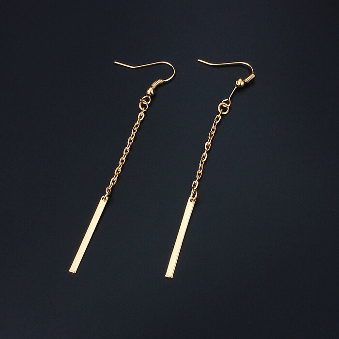 VIVILADY Mode Metalen Bars Stok Ketting Sieraden Sets Vrouwen OL Moeder Dag Gouden Kleur Cirkel Kettingen Oorbellen Accessoires